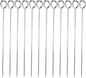 Stainless Steel Skewers Set of 12 - Wide Reusable Stainless Steel Barbecue Skewers BBQ Skewers Kebab Sticks Skewers for Grilling Meat Shrimp Chicken Vegetable Outdoor Cooking