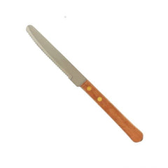 TrueCraftware ? Set of 12 ? 4" Round Tip Steak Knife, Stainless Steel with Wooden Handle, 8-1/4" Overall Length x 5/8" Overall Width