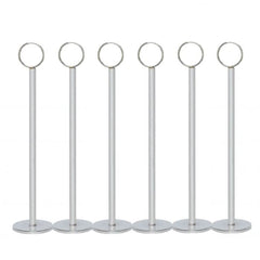 TrueCraftware ?Set of 6- Chrome Table Card Holder 12?, Chrome Plate Iron, 2-1/4" Diameter Base with 10-1/2" Pole Length and 1-1/4" Diameter Ring