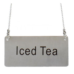 TrueCraftware ? Commercial Grade 3-1/2" x 1-2/3", Iced Tea Chain Sign with 13-1/8" Chain Length, Stainless Steel