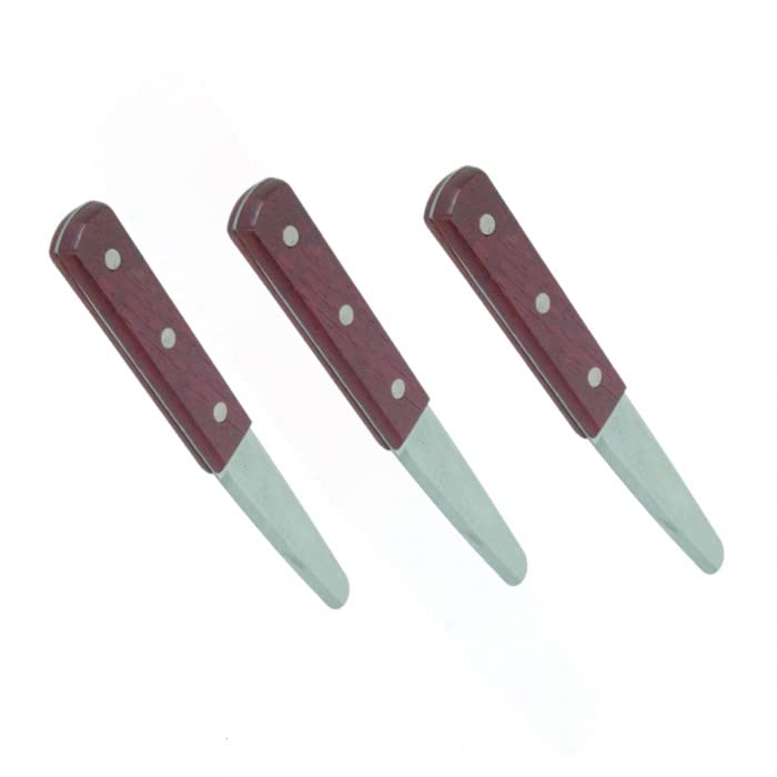 TrueCraftware ? Set of 3-7-1/4? Commercial Grade Clam Knife, Stainless Steel with Wood Handle