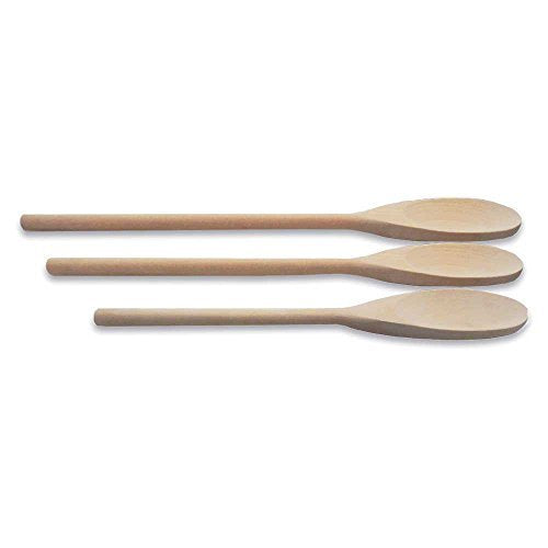 (3 Piece Set) Classic Wooden Cooking Kitchen Spoons in 12" - 14" - 16" - Birchwood