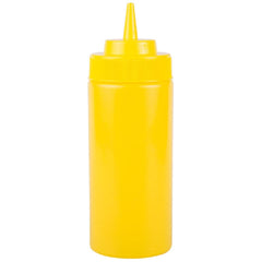 TrueCraftware- Set of 6- Squeeze Condiment Wide Mouth Dispensing Bottles 16 oz Yellow- Plastic Squeeze Bottle For Sauces Spreads Ketchup Mustard Mayo Hot sauces and Olive oil