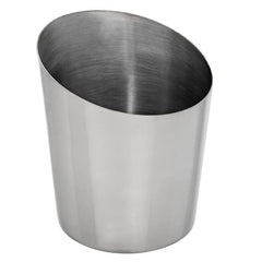 TrueCraftware ? Set of 2- Stainless Steel 14 oz. Angled French Fry Cup Mirror Finish- French Fry Holder Stainless Steel Fry Cup Appetizer Cups For Serving Chips Onion Rings Tater Tots or Vegetables