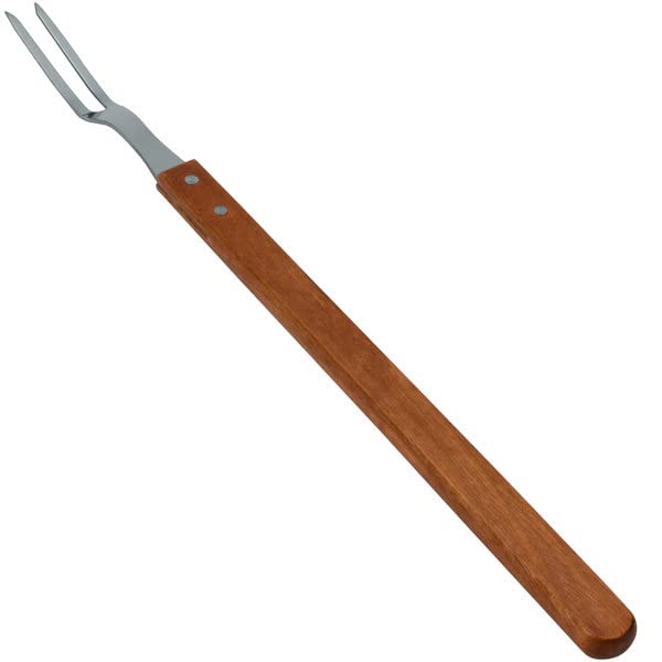 TrueCraftware ? 21- inch Commercial Grade Square Pot Fork, Stainless Steel 2-Prong Fork with Long Wooden Riveted Handle