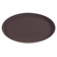 TrueCraftware ? 14-inch Round Rubber Lined Non-Slip Tray, Plastic Brown Color- Serving Tray Serving Coffee Appetizer Breakfast Perfect for Kitchen Caf? Hotel and Restaurants