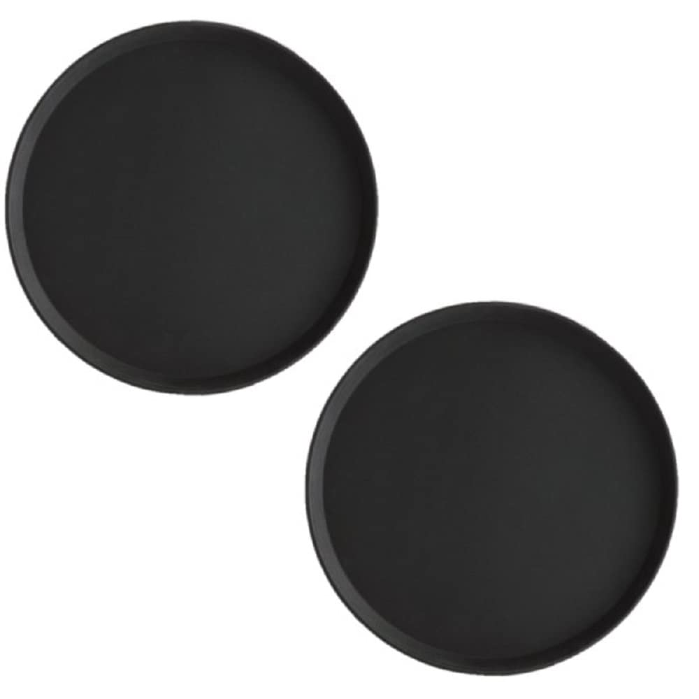TrueCraftware ? 14-inch Round Rubber Lined Non-Slip Tray, Plastic Black Color- Serving Tray Serving Coffee Appetizer Breakfast Perfect for Kitchen Caf? Hotel and Restaurants