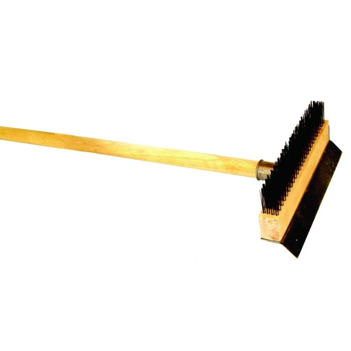 TrueCraftware ? 37- inch Heavy Duty Pizza Oven Brush, Black Metal Wire Brush with Long Wooden Handle