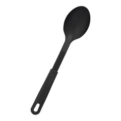 TrueCraftware ? 11 1/2? Solid Spoon Kitchen Spoons for Cooking High-Heat Nylon & Polypropylene Handle, Heat Resistant up to 410?F, Large Kitchen Spoons for Mixing, Serving, & Stirring (Black)