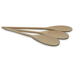 (3 Piece Set) Classic Wooden Cooking Kitchen Spoons in 12" - 14" - 16" - Birchwood