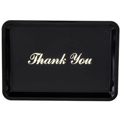 TrueCraftware - Set of 12 ? Plastic Tip Tray with Gold Thank You Imprint, Black Color -4 1/2" x 6 1/2"