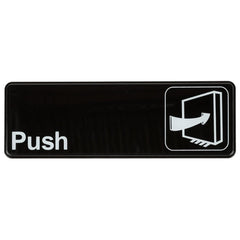 TrueCraftware ? Set of 2- Push Sign 9" x 3" with Easy Peel Self-Adhesive White on Black Color- Door Sign Waterproof Long-Lasting Self Adhesive for Indoor/Outdoor Home or Business Use