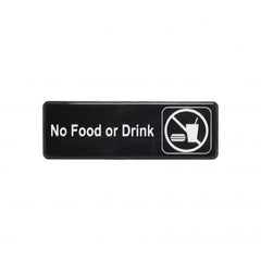 TrueCraftware ? Set of 2- No Food or Drink Sign 9" x 3" with Easy Peel Self-Adhesive White on Black Color- Signs for Office Business Kitchen Restroom Waterproof Long-Lasting Self Adhesive for Indoor/Outdoor