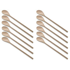 Set of 12 - Classic Wooden Cooking Spoon Utensils - 14 Inches - Birchwood
