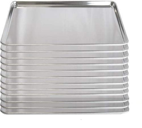 Set of 12 - TrueCraftware 18 Gauge Aluminium Commercial Baker's 1/4 Quarter Size Sheets/Baking Trays/Pan / 9 x 13
