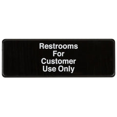 TrueCraftware ? Set of 2- Restroom For Customers Use Only Sign 9" x 3" with Easy Peel Self-Adhesive White on Black Color- Signs for Office Business Kitchen Restroom Waterproof Long-Lasting Self Adhesive for Indoor/Outdoor