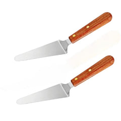 TrueCraftware ? Set of 2- Stainless Steel 3" x 4-1/4" Blade Pizza Server with Wooden Handle- Rounded Edges Cake and Pie Cutter and Pizza Spatula for Birthday Anniversary Parties and Events