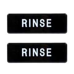 TrueCraftware ? Set of 2- Rinse Sign 9" x 3" with Easy Peel Self-Adhesive White on Black Color- Signs for Office Business Kitchen Restroom Waterproof Long-Lasting Self Adhesive for Indoor/Outdoor