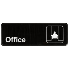 TrueCraftware ? Set of 2- Office Sign 9" x 3" with Easy Peel Self-Adhesive White on Black Color- Signs for Office Business Kitchen Restroom Waterproof Long-Lasting Self Adhesive for Indoor/Outdoor