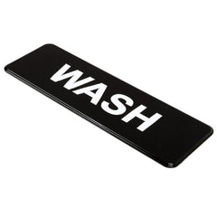 TrueCraftware ? Set of 2- Wash Sign 9" x 3" with Easy Peel Self-Adhesive White on Black Color- Signs for Office Business Kitchen Restroom Waterproof Long-Lasting Self Adhesive for Indoor/Outdoor