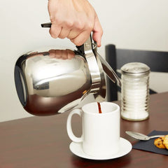 TrueCraftware ? 64 oz Commercial Grade Coffee Decanter, Black Easy-Grip Handle, Stainless Steel, Mirror Finish