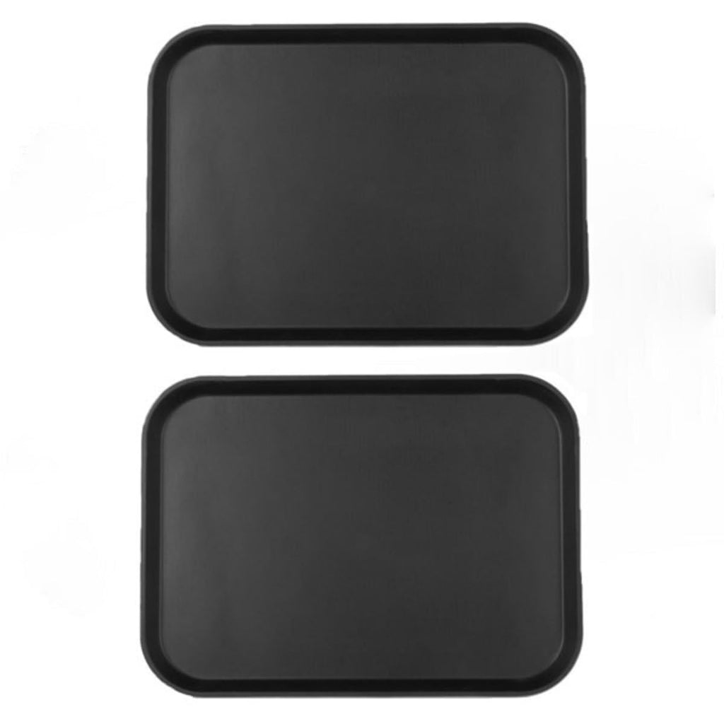TrueCraftware Set of 2 Rectangular 16" x 12" Anti-Slip Serving Tray with Textured Surface Black Color- Multi-Purpose Restaurant Serving Trays Set for Parties Coffee Table Kitchen