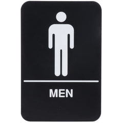 TrueCraftware ? Set of 2- Men Restroom Sign with Braille 6" x 9" with Easy Peel Self-Adhesive White on Black Color- Bathroom Signs Waterproof Long-Lasting Self Adhesive for Indoor/Outdoor Home or Business Use