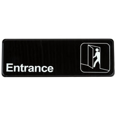 TrueCraftware ? Set of 2- Entrance Sign 9" x 3" with Easy Peel Self-Adhesive White on Black Color- Signs for Office Business Kitchen Restroom Waterproof Long-Lasting Self Adhesive for Indoor/Outdoor