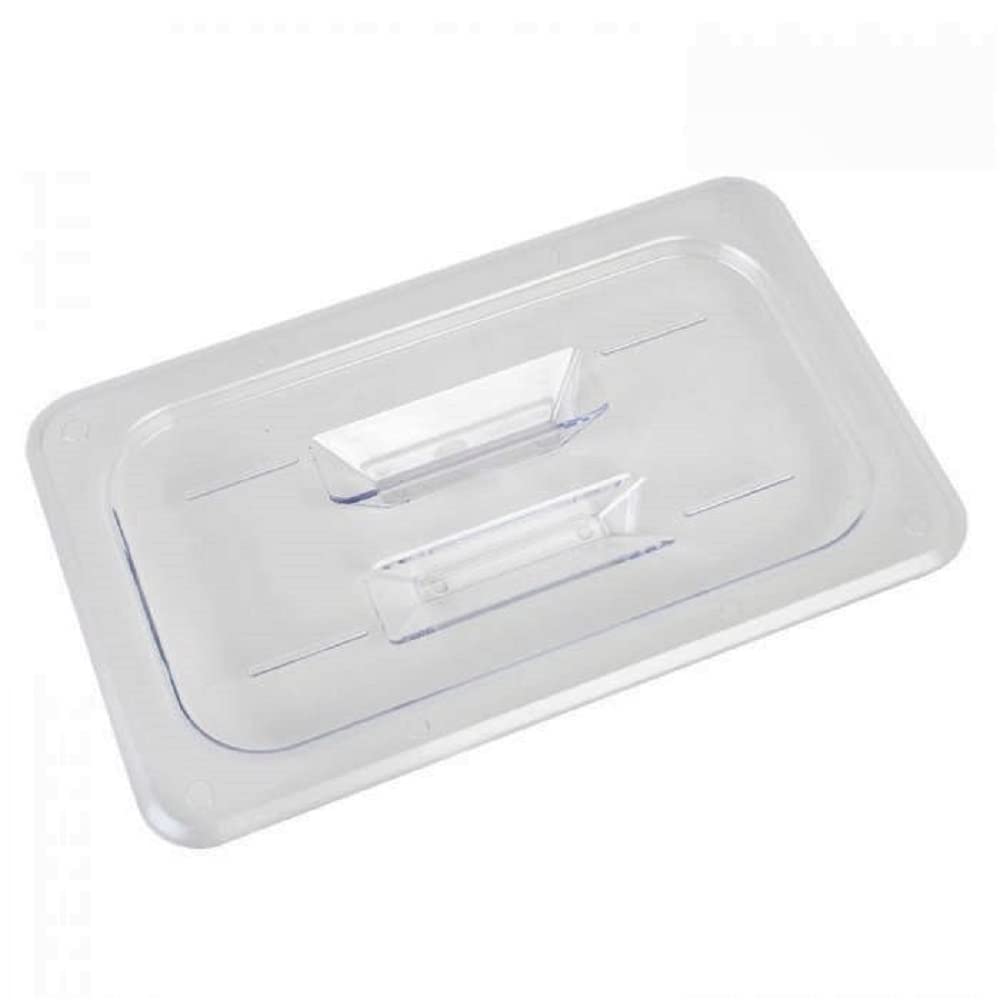 TrueCraftware ? 1/4 Size Polycarbonate Handled Solid Food Pan Lid/Cover Clear Color- Food Pan Cover with Handle Restaurant Commercial Hotel Pan Lid for Fruits Vegetables Beans Corns