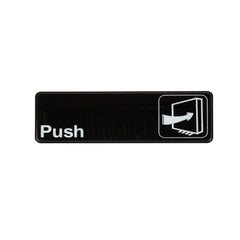 TrueCraftware ? Set of 2- Push Sign 9" x 3" with Easy Peel Self-Adhesive White on Black Color- Door Sign Waterproof Long-Lasting Self Adhesive for Indoor/Outdoor Home or Business Use