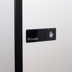 TrueCraftware ? Set of 2- Private Sign 9" x 3" with Easy Peel Self-Adhesive White on Black Color- Door Sign Waterproof Long-Lasting Self Adhesive for Indoor/Outdoor Home or Business Use
