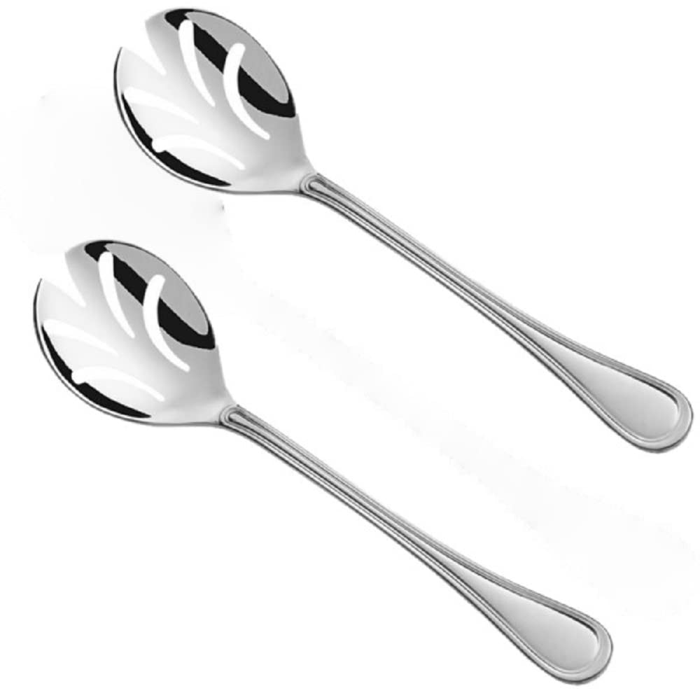 TrueCraftware ? Set of 2- Stainless Steel 9-3/4? Luxor Slotted Spoon- Stainless Steel Serving Spoon Flatware Cutlery Kitchen Tableware Set for Home and Restaurant