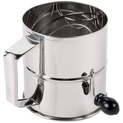 TrueCraftware ? Commercial Grade 8 Cup Flour Sifter with Four Wire agitator to sift flour, Stainless Steel, Mirror finish, Bakeware