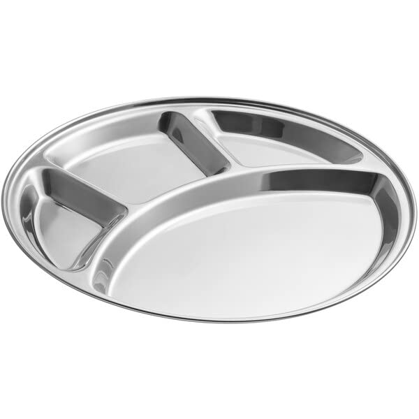 TrueCraftware ? Commercial Grade 12 1/2- inch 4-Compartment Tray, Stainless Steel, Dishwasher Safe