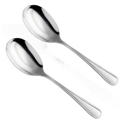 TrueCraftware ? Set of 2- Stainless Steel 10-1/2? Luxor Solid Spoon- Stainless Steel Serving Spoon Flatware Cutlery Kitchen Tableware Set for Home and Restaurant
