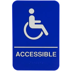 TrueCraftware ? Set of 2- Wheelchair Accessible Restroom Sign with Braille 6" x 9" with Easy Peel Self-Adhesive White on Blue Color- Bathroom Sign Waterproof Long-Lasting Self Adhesive for Indoor/Outdoor Home or Business Use
