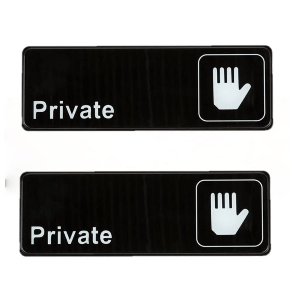 TrueCraftware ? Set of 2- Private Sign 9" x 3" with Easy Peel Self-Adhesive White on Black Color- Door Sign Waterproof Long-Lasting Self Adhesive for Indoor/Outdoor Home or Business Use