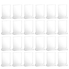 Set of 24 - TrueCraftware Clear Acrylic Menu Sign Photo Table Holders - Upright Table Desk Displays - 4 x 6 Inches