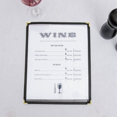 Set of 60 - TrueCraftware Restaurant Menu Covers - 11" x 8-1/2" - Single Cover - Transparent - Double Stitched with Black Binding