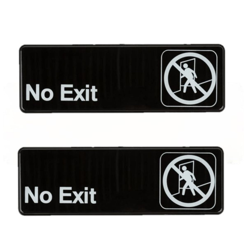 TrueCraftware ? Set of 2- No Exit Sign 9" x 3" with Easy Peel Self-Adhesive White on Black Color- Signs for Office Business Kitchen Restroom Waterproof Long-Lasting Self Adhesive for Indoor/Outdoor