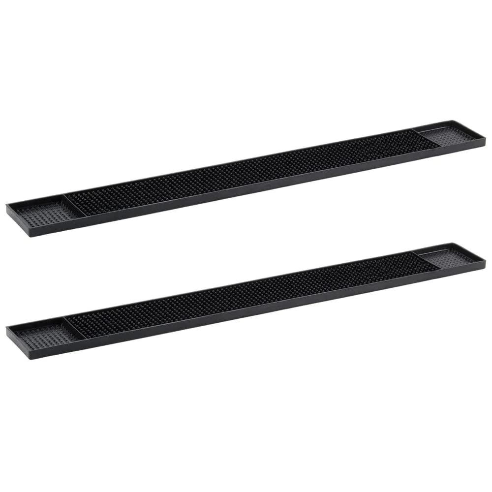 Set of 2 - TrueCraftware - Black Long Rubber Bar Service No-Slip Mat 27 x 3"