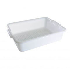 TrueCraftware ? Utility Kitchen Perforated Bus Tub/Drain Box with Handles, 20-1/2" x 15-1/2" x 5", White Color