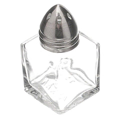 Package of 12 - TrueCraftware - Dozen 1/2 oz Mini Shakers - Mini Square Cube Clear Glass Salt and Pepper Shaker Set with Polished Chrome Top - Individual Shakers - 0.5 Ounce Shakers