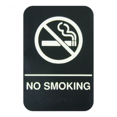 TrueCraftware ? Set of 2- No Smoking Sign with Braille 6" x 9" with Easy Peel Self-Adhesive White on Black Color- Waterproof Long-Lasting Self Adhesive for Indoor/Outdoor Home or Business Use