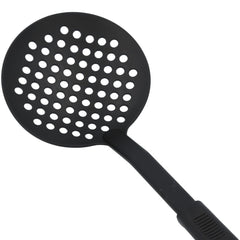 TrueCraftware ? 12 1/2? Skimmer Kitchen Strainer for Cooking High-Heat Nylon & Polypropylene Handle, Heat Resistant up to 410?F, Cooking Skimmers for Draining & Frying (Black)