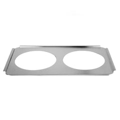 TrueCraftware ? 2 Hole Steam Table Adapter Plate, Stainless Steel, 8-1/2? fits (2) 7 qt. Inset Pans