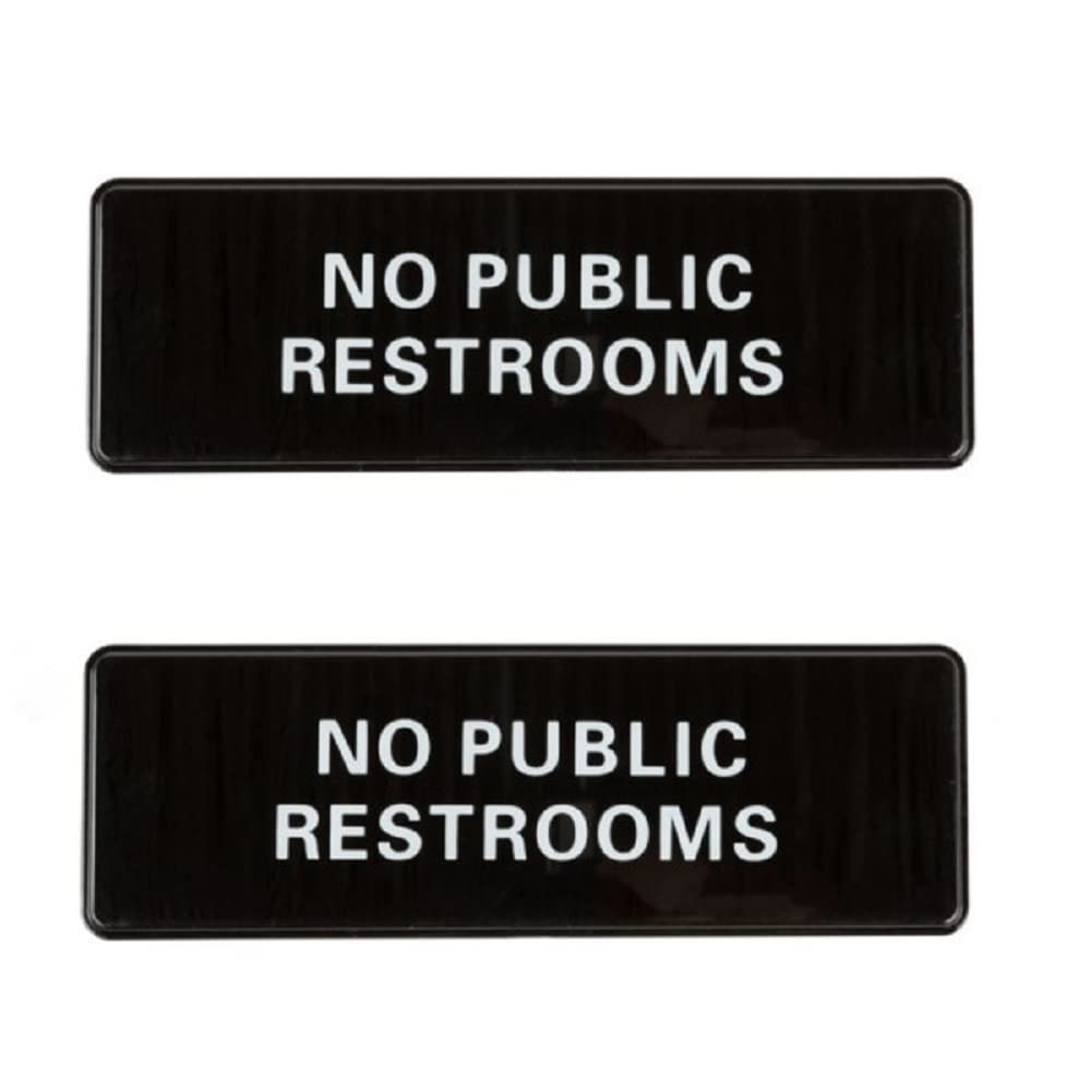 TrueCraftware ? Set of 2- No Public Restrooms Sign 9" x 3" with Easy Peel Self-Adhesive White on Black Color- Signs for Office Business Kitchen Restroom Waterproof Long-Lasting Self Adhesive for Indoor/Outdoor