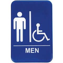 TrueCraftware ? Set of 2- Men/ Wheelchair Accessible Restroom Sign 6" x 9" with Easy Peel Self-Adhesive White on Blue Color- Bathroom Signs Waterproof Long-Lasting Self Adhesive for Indoor/Outdoor Home or Business Use