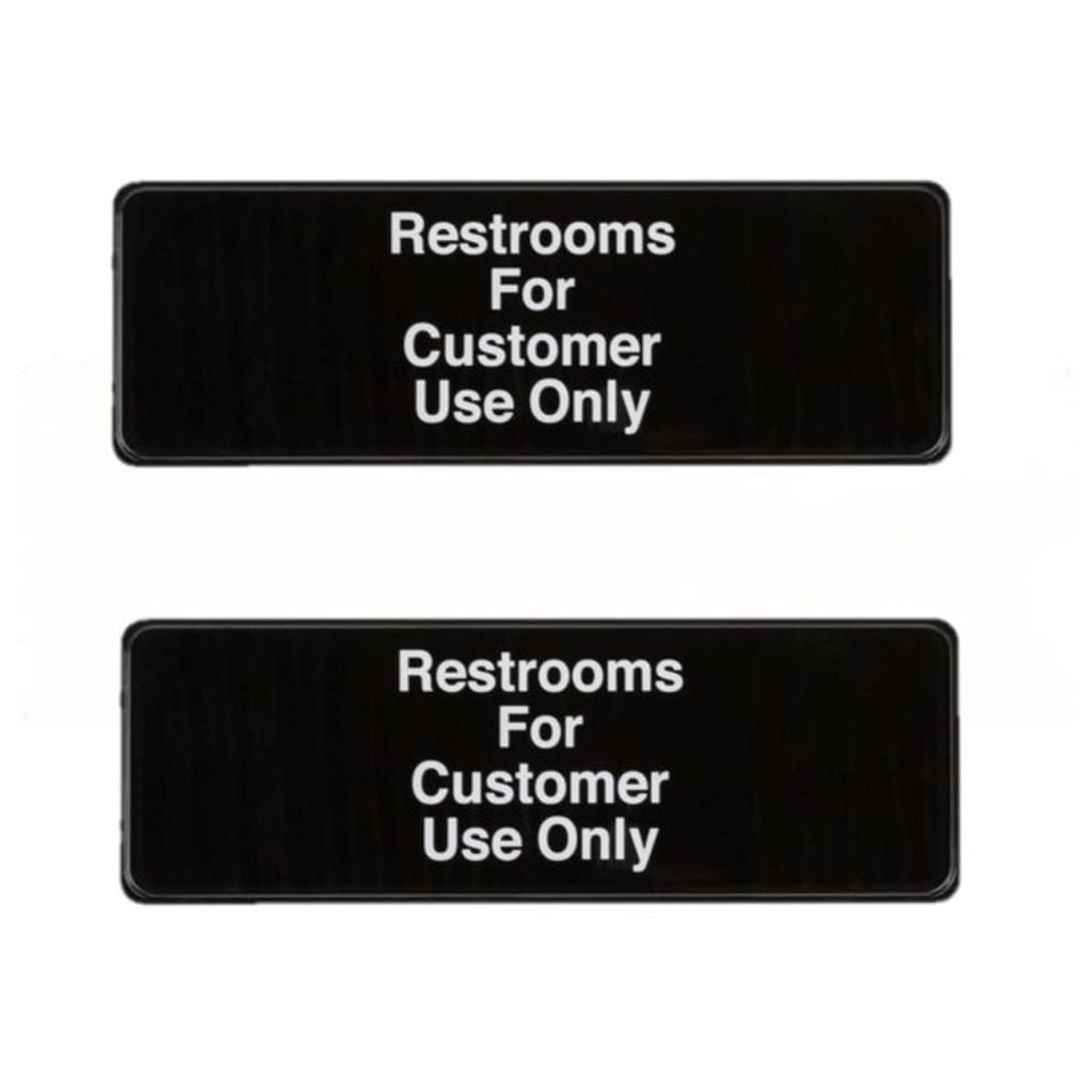 TrueCraftware ? Set of 2- Restroom For Customers Use Only Sign 9" x 3" with Easy Peel Self-Adhesive White on Black Color- Signs for Office Business Kitchen Restroom Waterproof Long-Lasting Self Adhesive for Indoor/Outdoor
