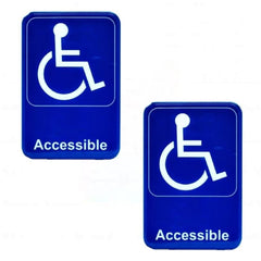 TrueCraftware ? Set of 2- Wheelchair Accessible Restroom Sign 6" x 9" with Easy Peel Self-Adhesive White on Blue Color- Bathroom Sign Waterproof Long-Lasting Self Adhesive for Indoor/Outdoor Home or Business Use